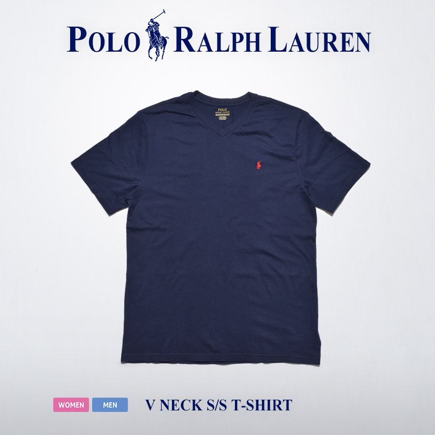 ポロ ラルフローレン 半袖Tシャツ メンズ レディース ワンポイント Vネック 半袖Tシャツ POLO RALPH LAUREN ブラック 黒 白 紺  父の日