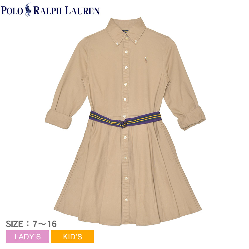 POLO RALPH LAUREN♪チェックロングシャツワンピース リボンベルト