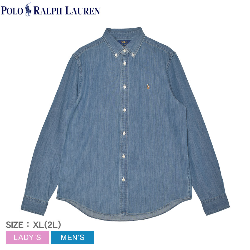 Ralph Lauren - ラルフローレン 長袖シャツ トップス デニムシャツ コットン レディース 2 155/84Aサイズ ライトブルー RALPH LAUREN Ralph Lauren - ラルフローレン 長袖シャツ トップス デニム