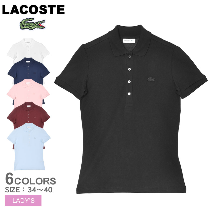 ラコステ クロコマジック 半袖ポロシャツ レディースMサイズ ゆったり ホワイト LACOSTE ラコステ 半袖ポロシャツ レディース ストレッチ