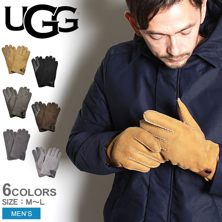 新品　タグ付き　UGG アグ 　メンズ　手袋 グローブ UGG アグ 手袋 メンズ シープスキン サイド タブ テック