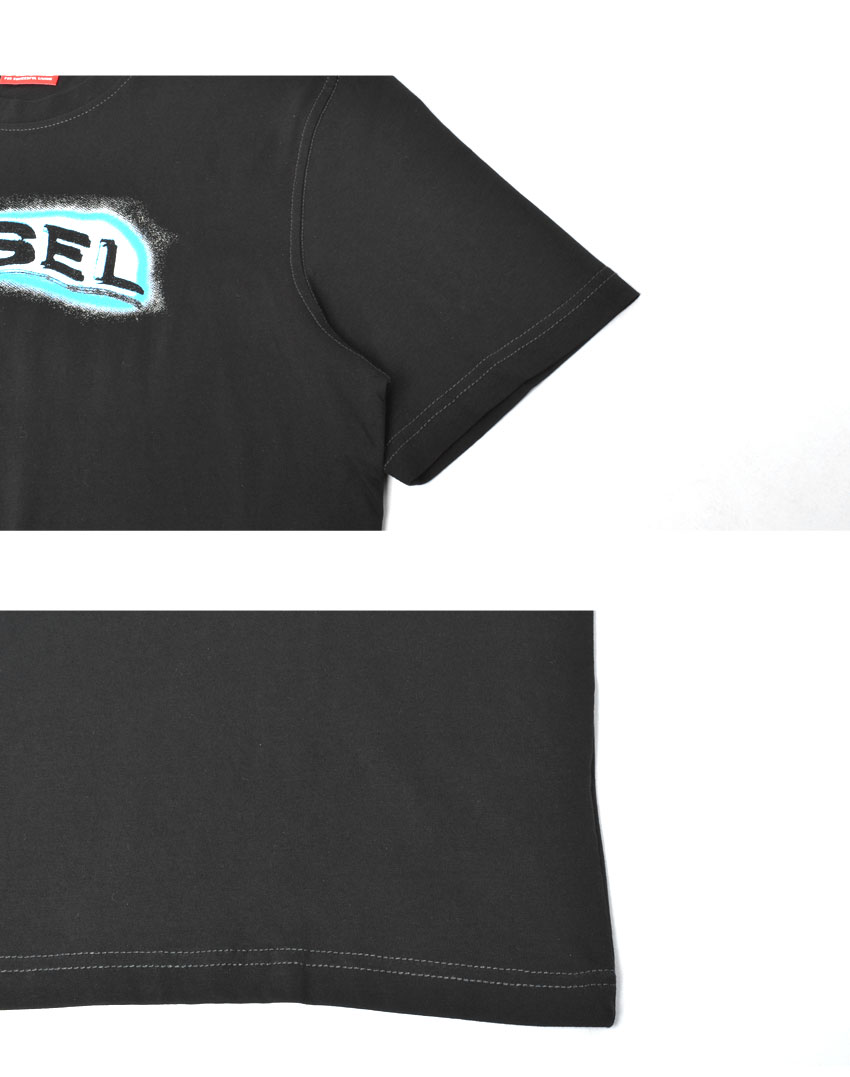 【国内発送】DIESEL Tシャツ 半袖 黒 白 グレー a023970grai DIESEL ディーゼル プリントTシャツ カットソー 半袖 クルー
