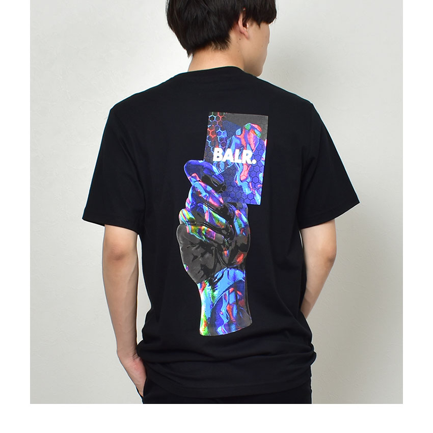 【美品】BALR. ボーラー レインボーロゴ Tシャツ ブラック XL 半袖 BALR.（ボーラー） 半袖Tシャツ メンズ OLAF STRAIGHT MULTI COLOR