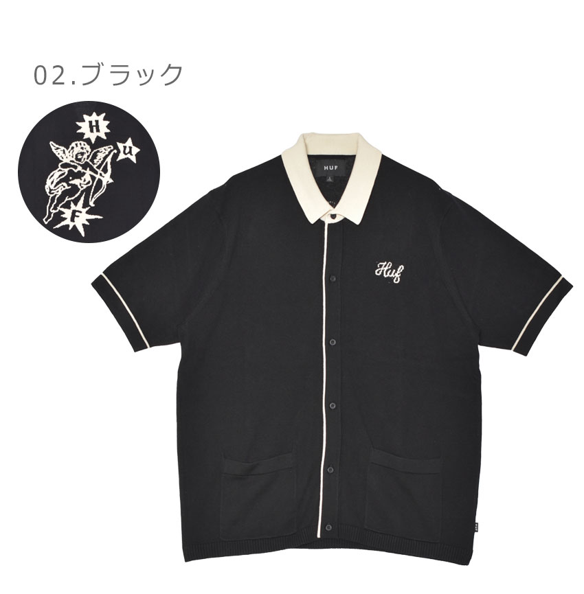 HUF Vネックカーディガン 黒 HUF ハフ カーディガン TWIN DRAGON CARDIGAN セーター ニット