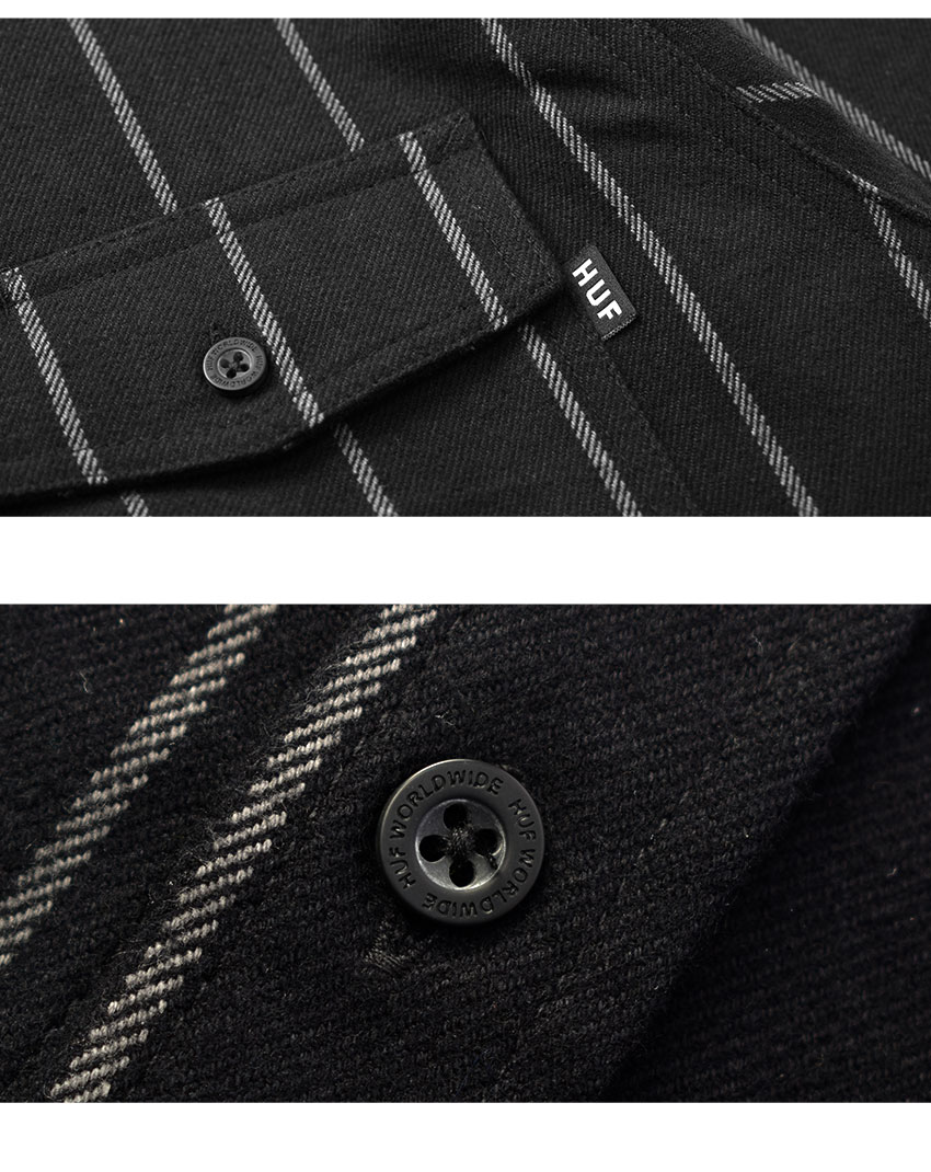 HUF 送料無料 ハフ 長袖シャツ メンズ ISSUE STRIPE FLANNEL L