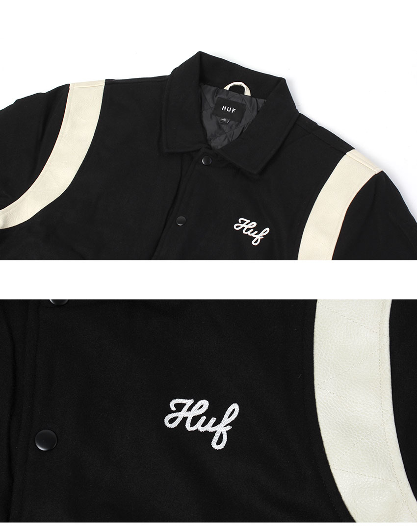 HUFジャケット 黒 HUF ハフ アウター メンズ SONG VARSITY JACKET JK00439