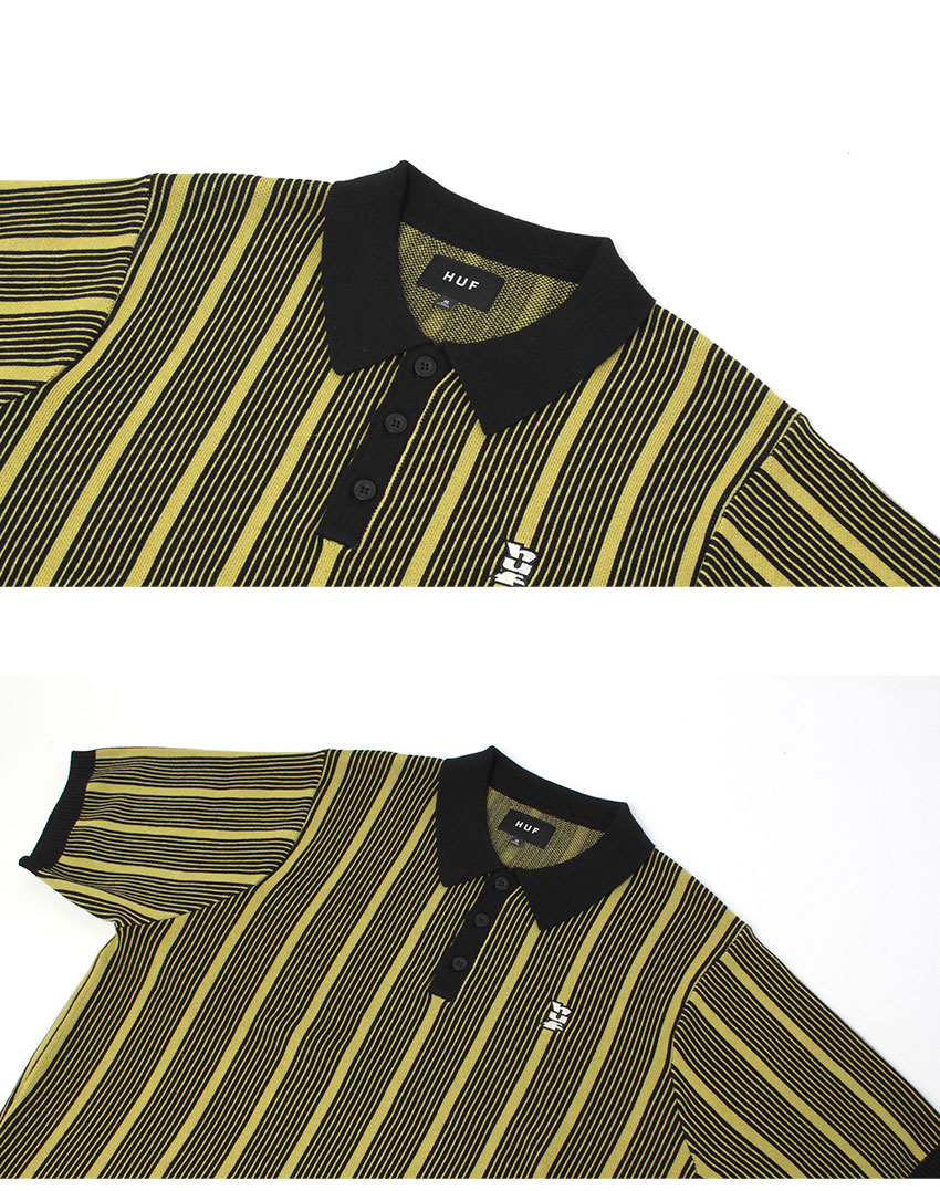 HUF（ハフ） ニットポロシャツ メンズ HUF KN00538 イエロー ブラック
