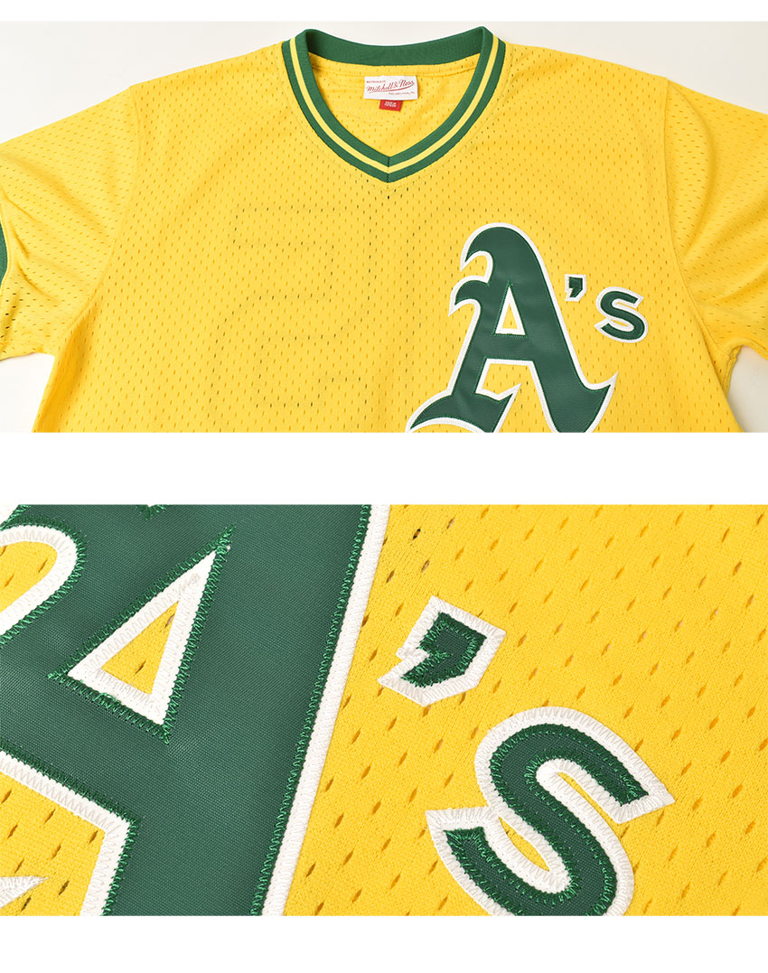 Mitchell & Ness Mens NBA Oakland Athletics Authentic BP Pullover Jersey -  Rickey Henderson Jersey ABPJ3008-OAT84RHEYELL Yellow