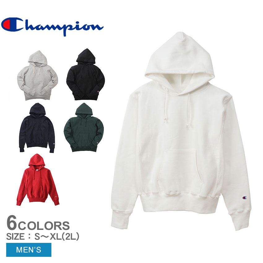 【人気⭐Champion】白　ロゴ入り　長袖パーカー　サイズM ビッグバックスクリプトパーカー メンズ(M ホワイト): トップス｜Right