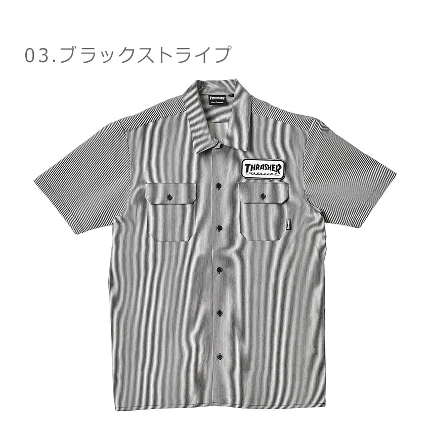 送料無料 スラッシャー 半袖シャツ メンズ MAG S/S WORK SHIRT THRASHER TH5198 黒 半袖 ブランド