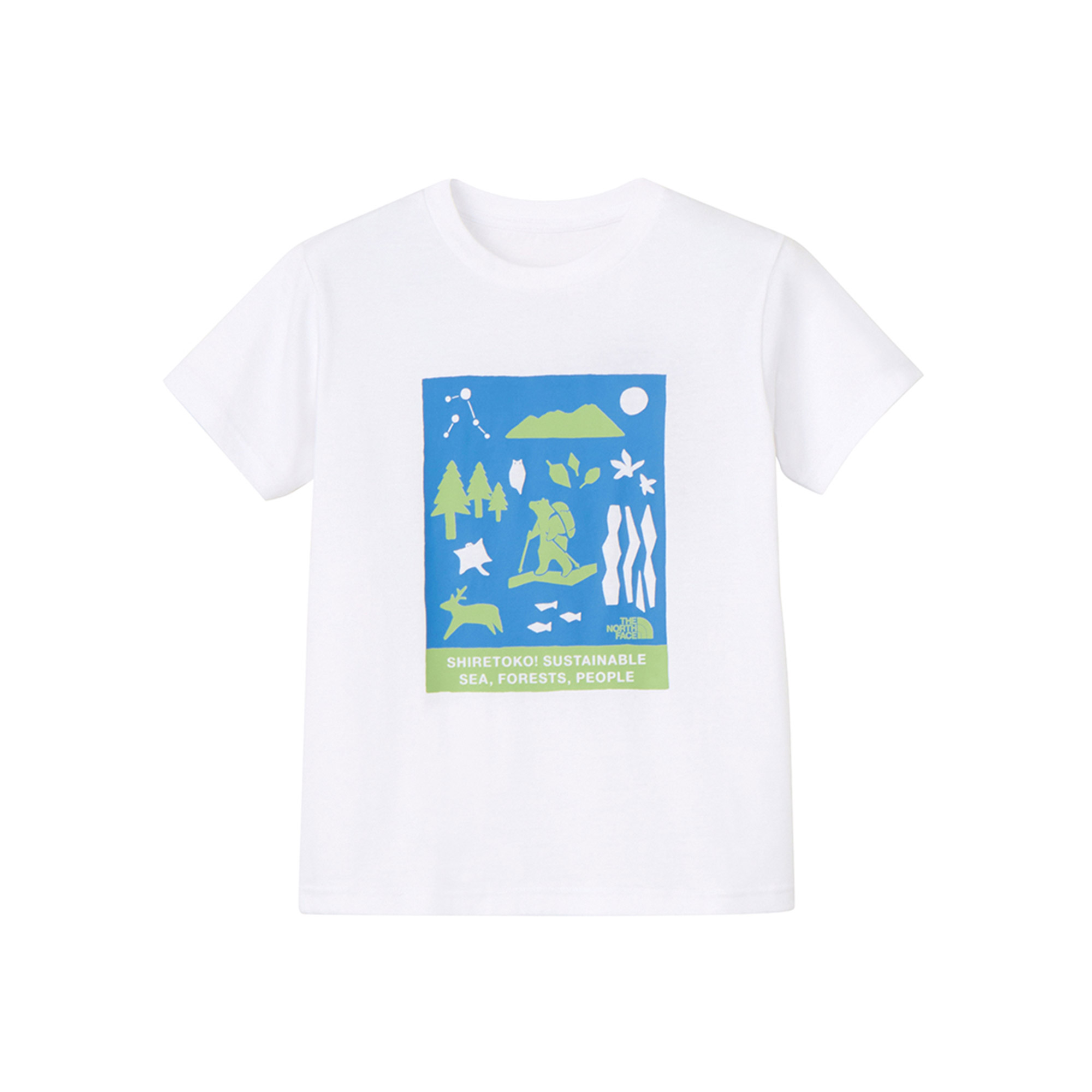 ザ・ノース・フェイス 半袖Tシャツ キッズ ジュニア 子供 ショートスリーブシレトコトコティー THE NORTH FACE NTJ32534ST 白 緑 | THE NORTH FACE | 01