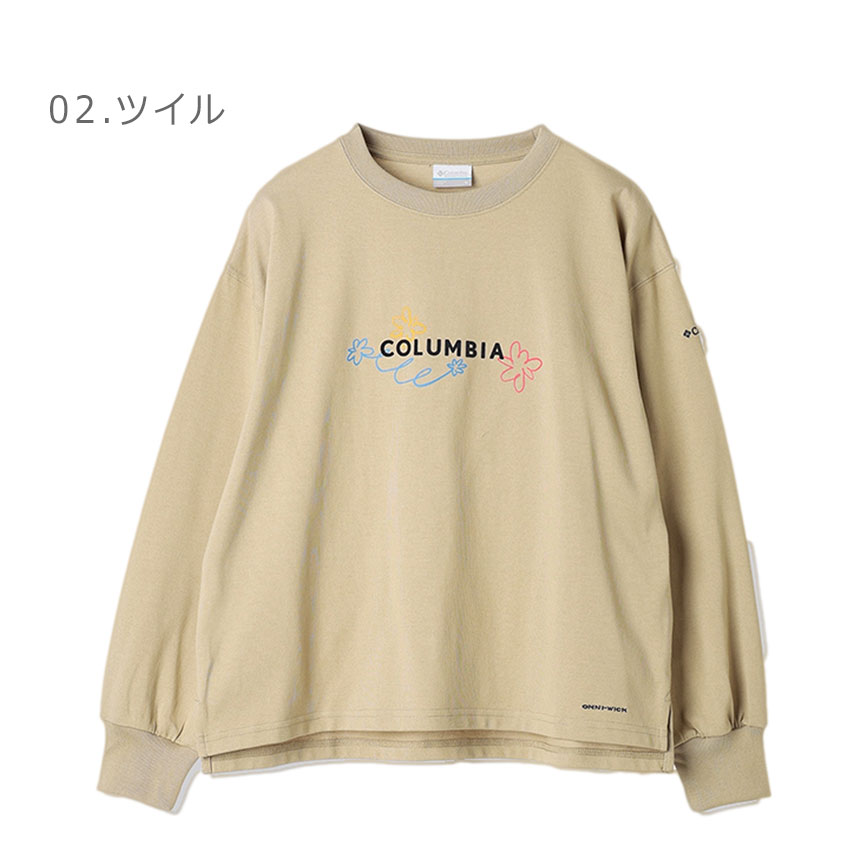 コロンビア 長袖Tシャツ レディース COLUMBIA PL6018 ブラック 黒 ベージュ 長袖 ロンT トップス ウエア ブランド カジュアル シンプル ロゴ アウトドア タウン Columbia コロンビア 長袖Tシャツ レディース COLUMBIA PL6018