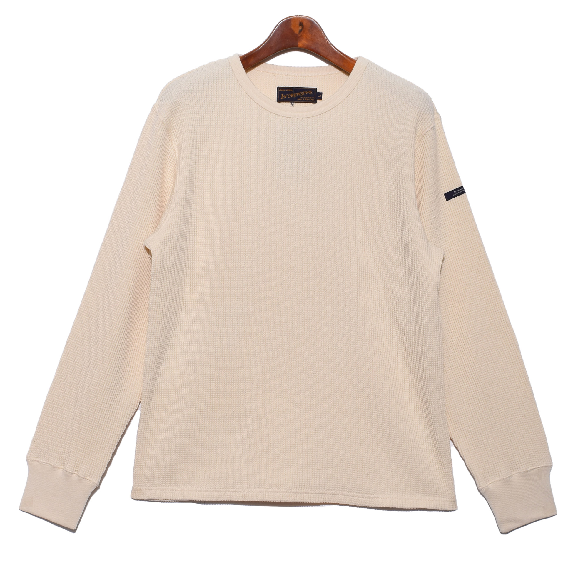 Thug Clubアイボリー ワッフル生地 長袖トップス In'crewsive インクルーシブ 長袖Tシャツ メンズ ヘビーワッフル