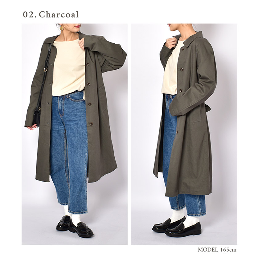 ステンカラーコート ブラック