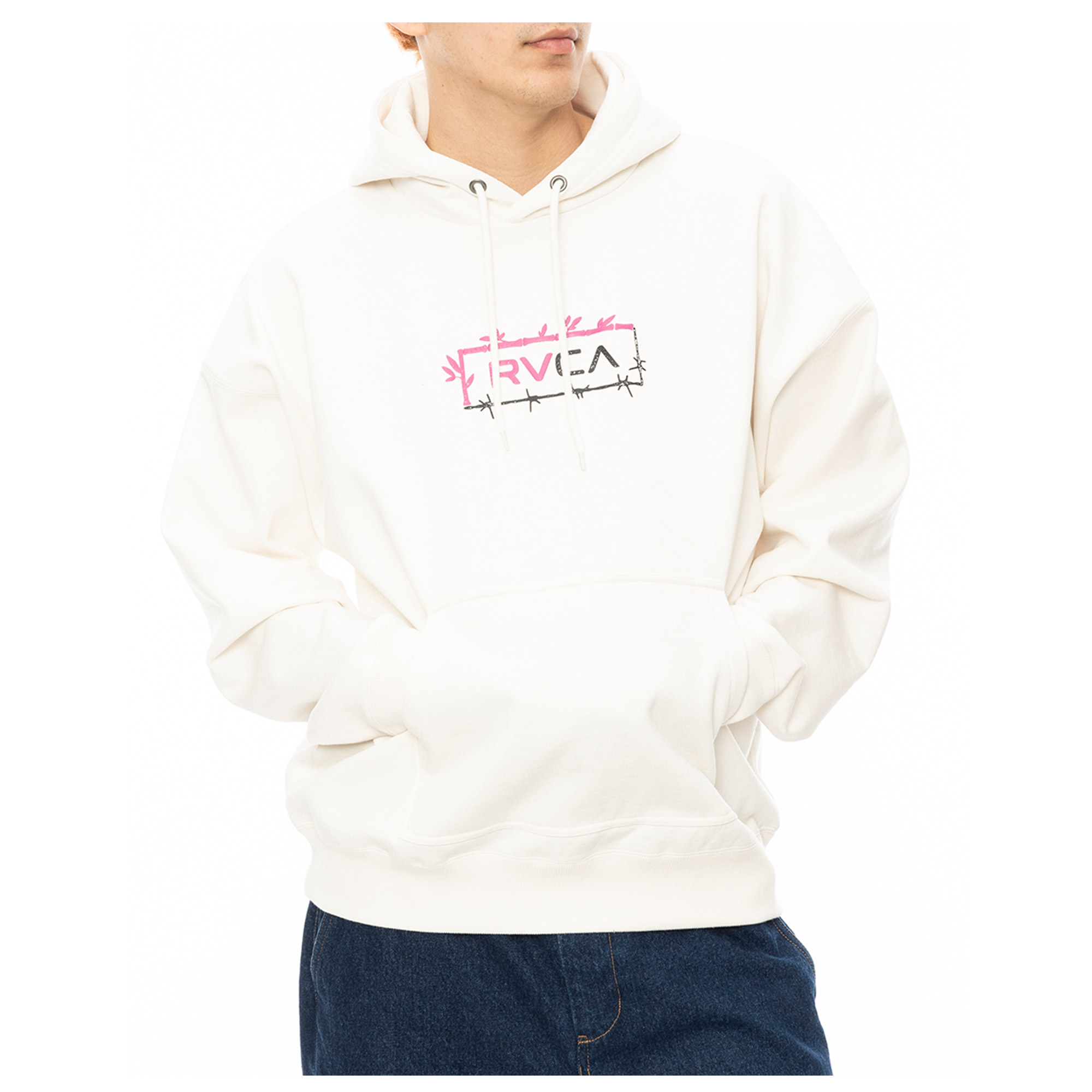 RVCA ルーカ パーカー メンズ ボーダード フード BE042039 ホワイト 白  