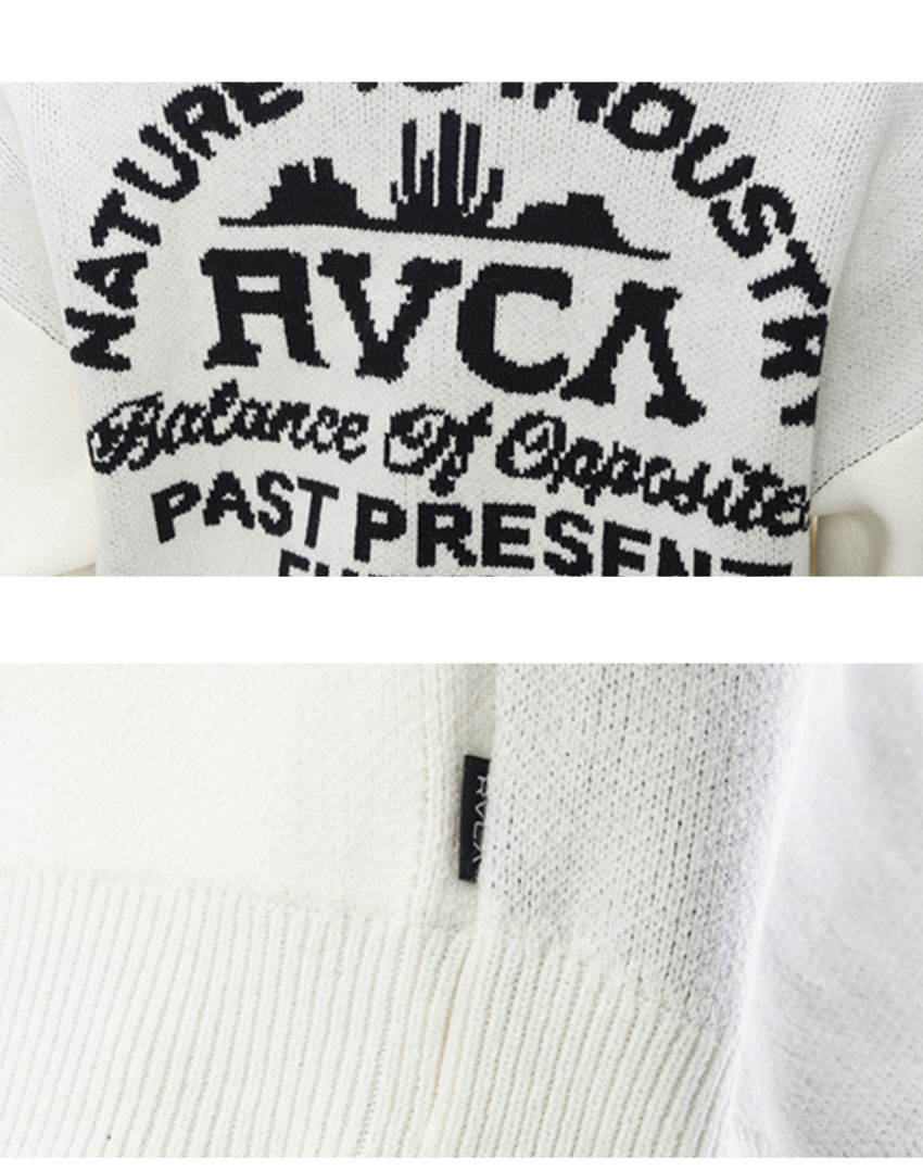 ルーカ セーター レディース RVCA BE044650 ホワイト 白 ブラック 黒 ニット クルーネック 軽量 バックスタイル シルエット カジュアル トレンド RVCA ルーカ セーター レディース BE044650 ホワイト 白