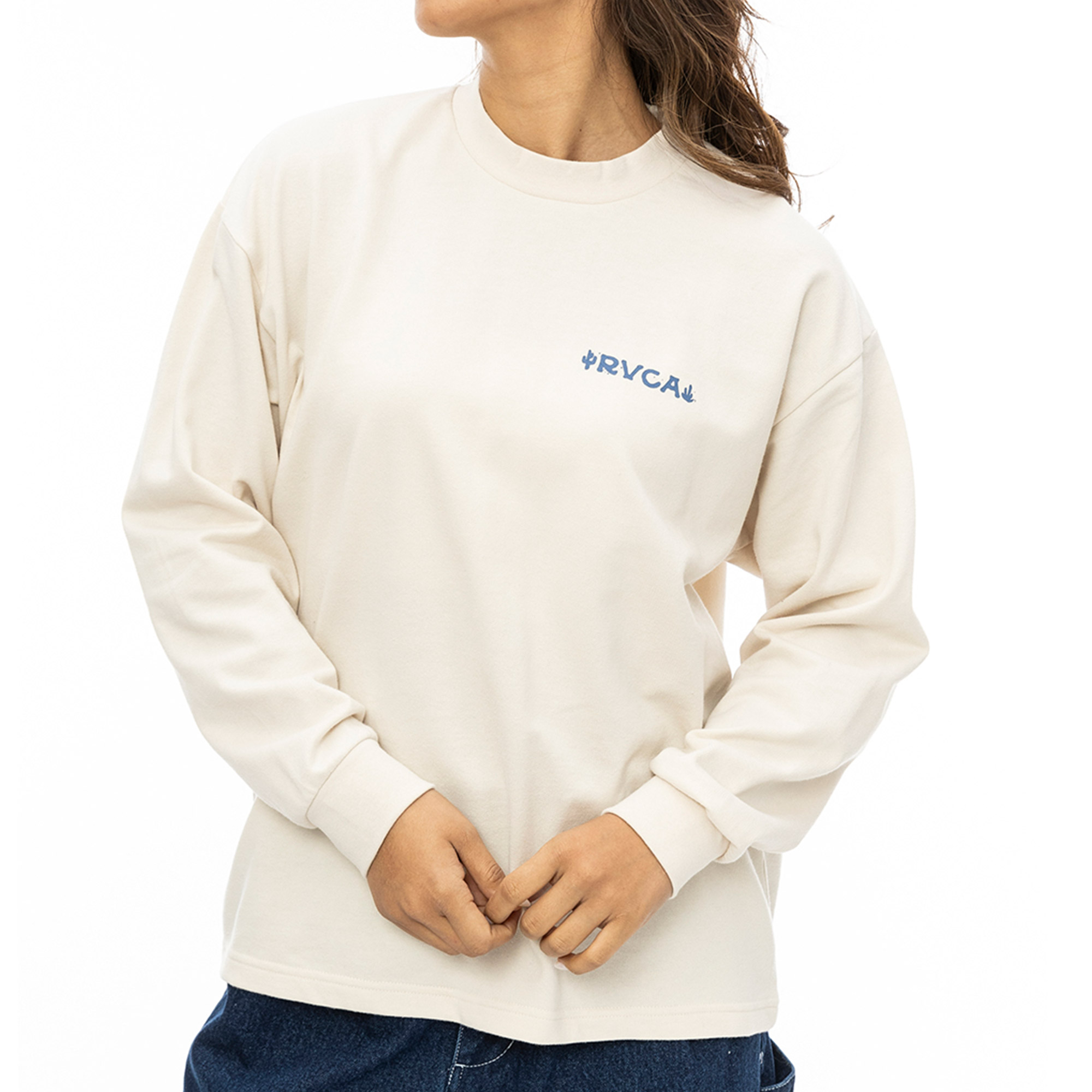 ルーカ ロンT レディース BALANCE CACTUS LS RVCA BE044053 ホワイト 白 グレー 長袖Tシャツ オーバーサイズ ゆったり プリント RVCA ルーカ ロンT レディース BALANCE CACTUS LS BE044053