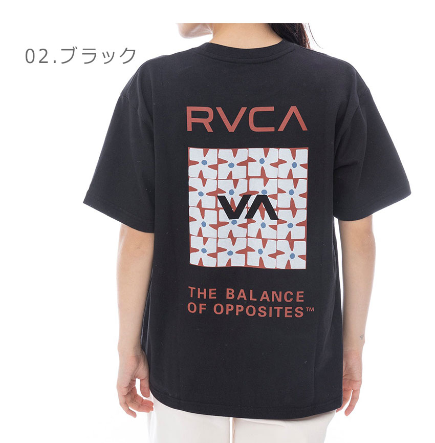【RVCA】バックグラフィック 半袖 Tシャツ ブラック / 送料無料 RVCA レディース FLOWER WAVE BOX LOGO LOOSE FIT ST Tシャツ