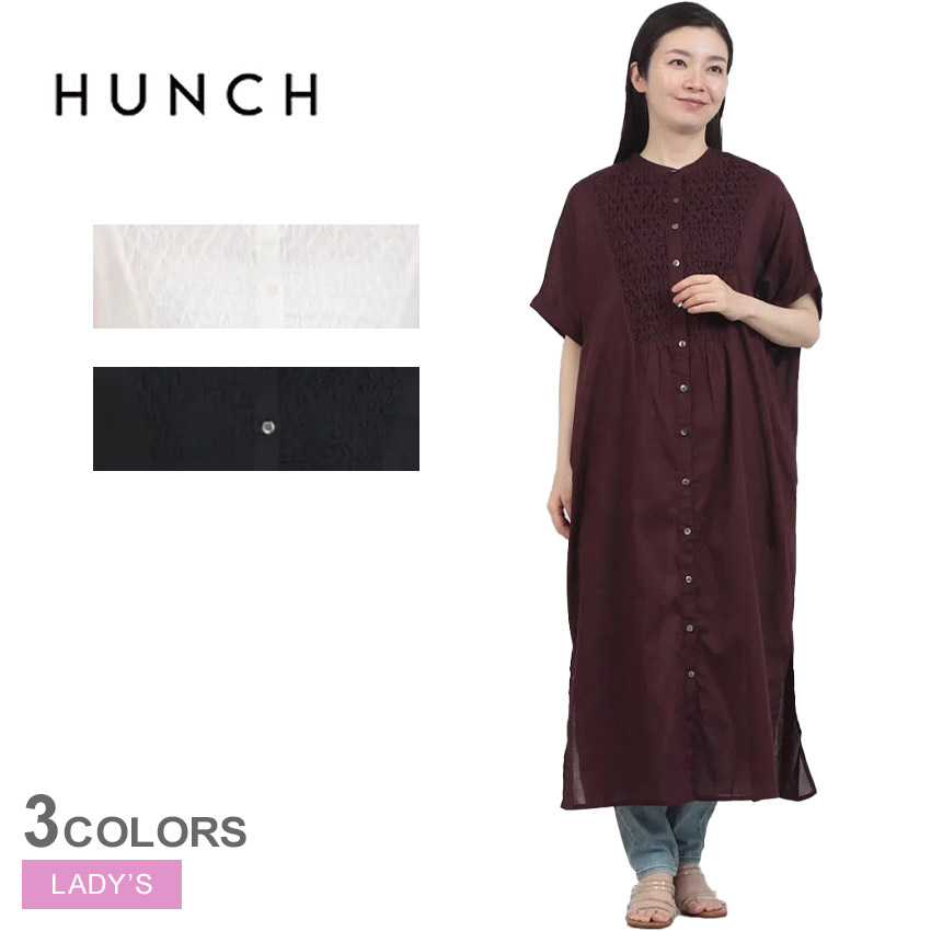 hunch（ハンチ） ワンピース レディース コットンボイル スモッキング