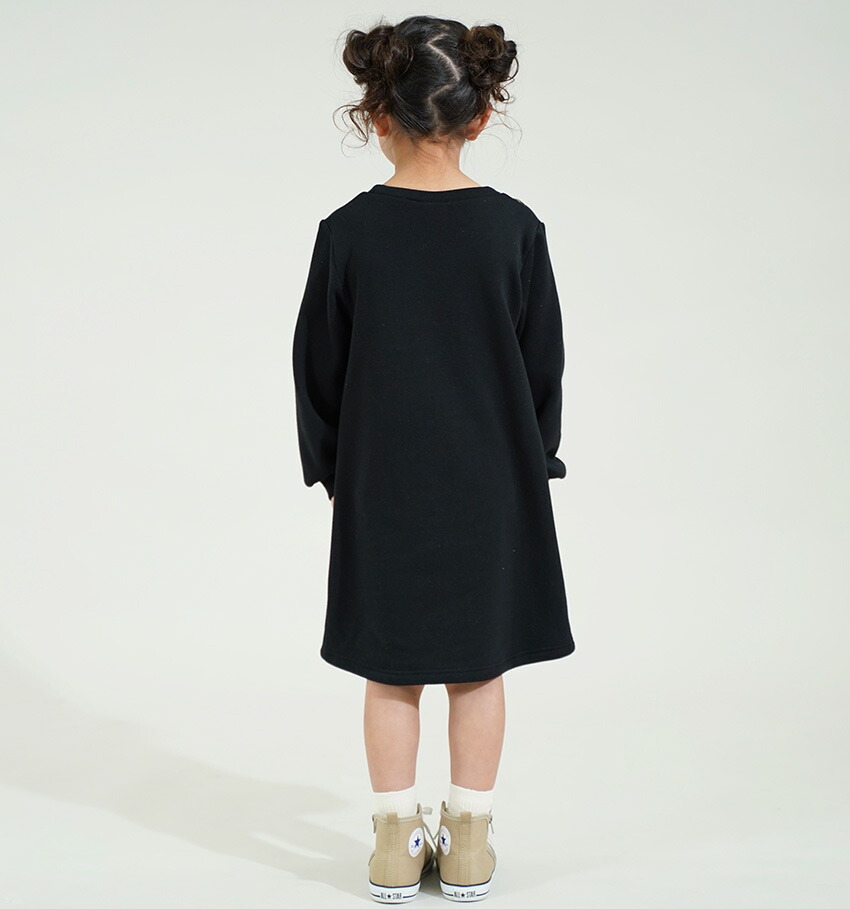 moi  モイ　キッズ　美品　ワンピース m petit by misako / AMレースアップワンピース 黒 Y-25-08-15