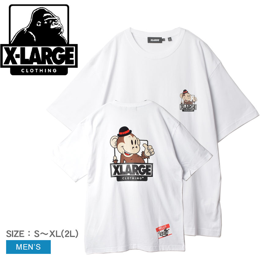 送料無料 エクストララージ 半袖Tシャツ メンズ KEITH S/S TEE X-LARGE 101213011031 白 ロゴ プリント 半袖 猿