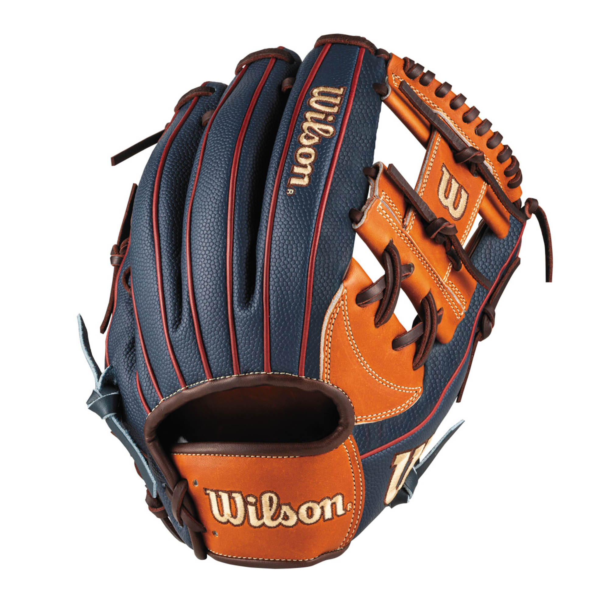 超美品✨Wilson(ウィルソン)硬式グローブオレンジ/ネイビー(グラブ袋付き) 超美品✨Wilson(ウィルソン)硬式グローブオレンジ/ネイビー