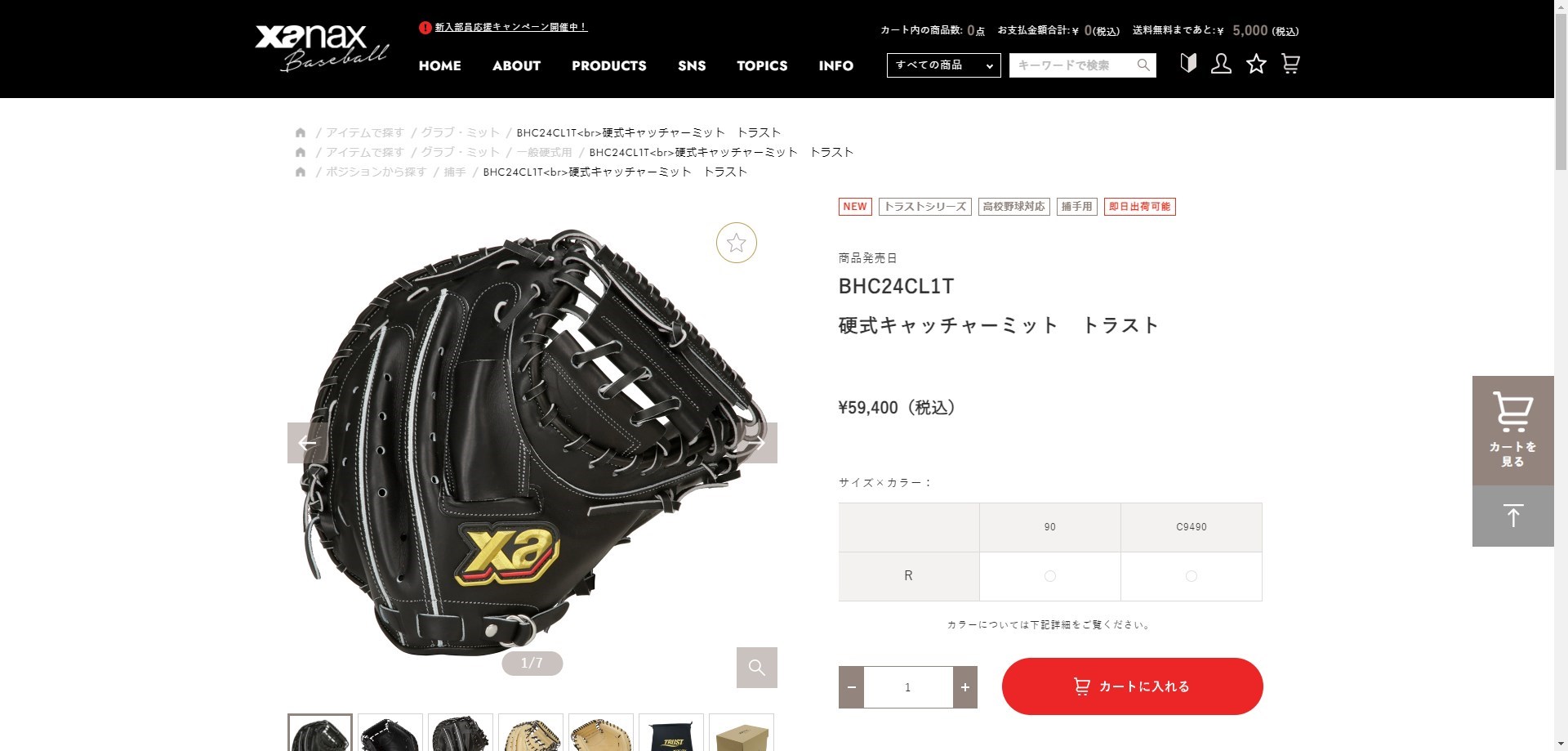 ザナックス グローブ メンズ レディース 硬式キャッチャーミット