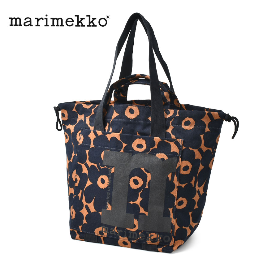 マリメッコ トートバッグ MONO CITY TOTE MINI UNIKKO トートバッグ MARIMEKKO 92442 ネイビー 紺 ブラウン  茶 カバン 鞄 ロゴ