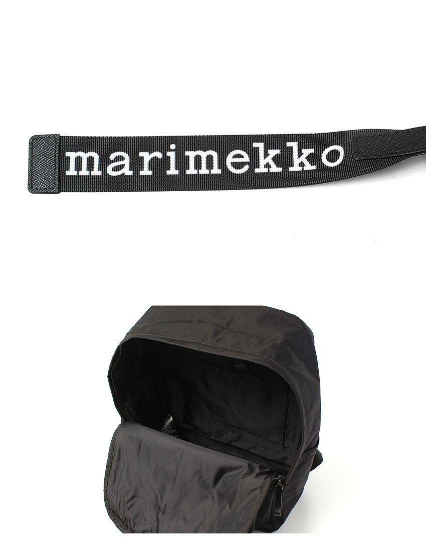 marimekko ブラックリュック 花柄ストラップ 7403-0185-1.jpg