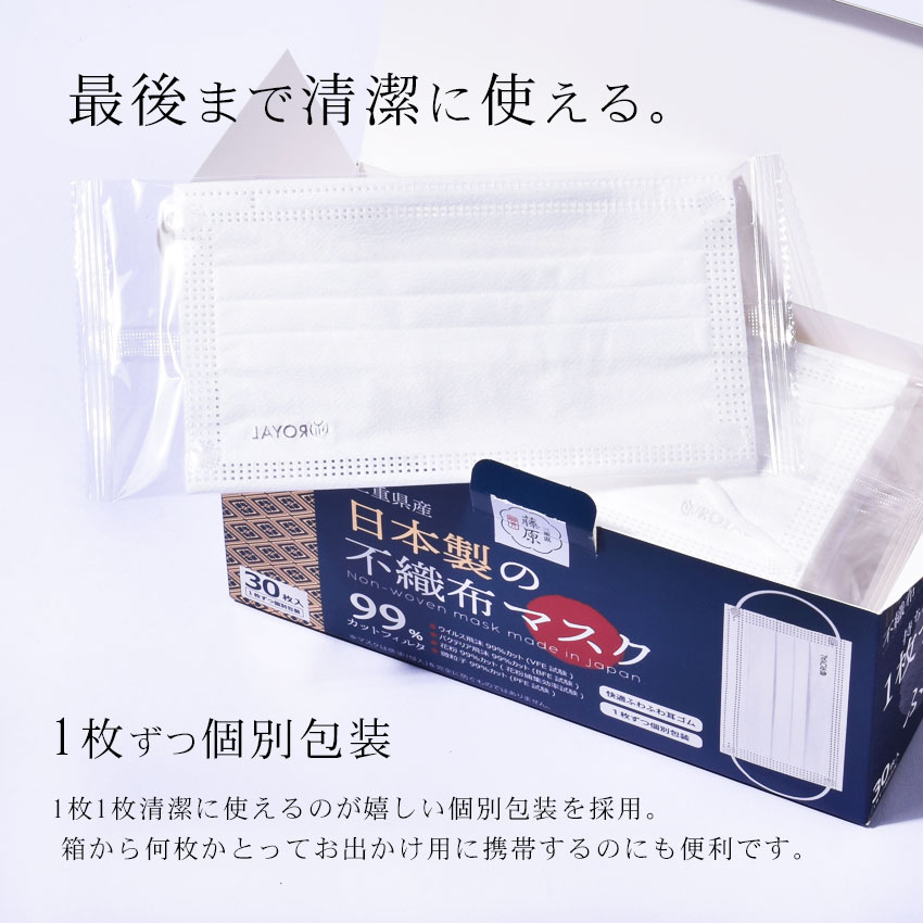 Pt15 マスク 日本製 不織布 ホワイト 白 国産 メンズ レディース 30枚 