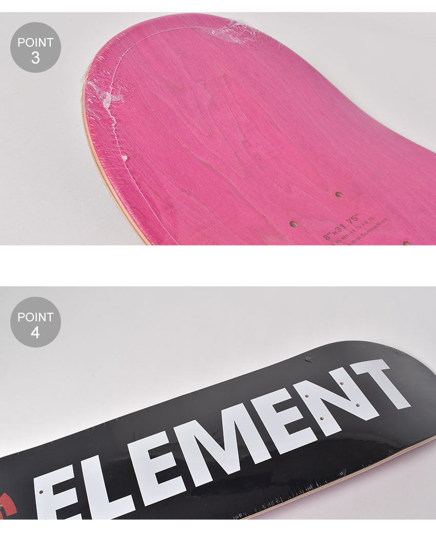 エレメント スケートボード メンズ レディース SECTION SKATEBOAD デッキ 8 ELEMENT BB027119 ブラック 黒 ピンク  スケボー 板