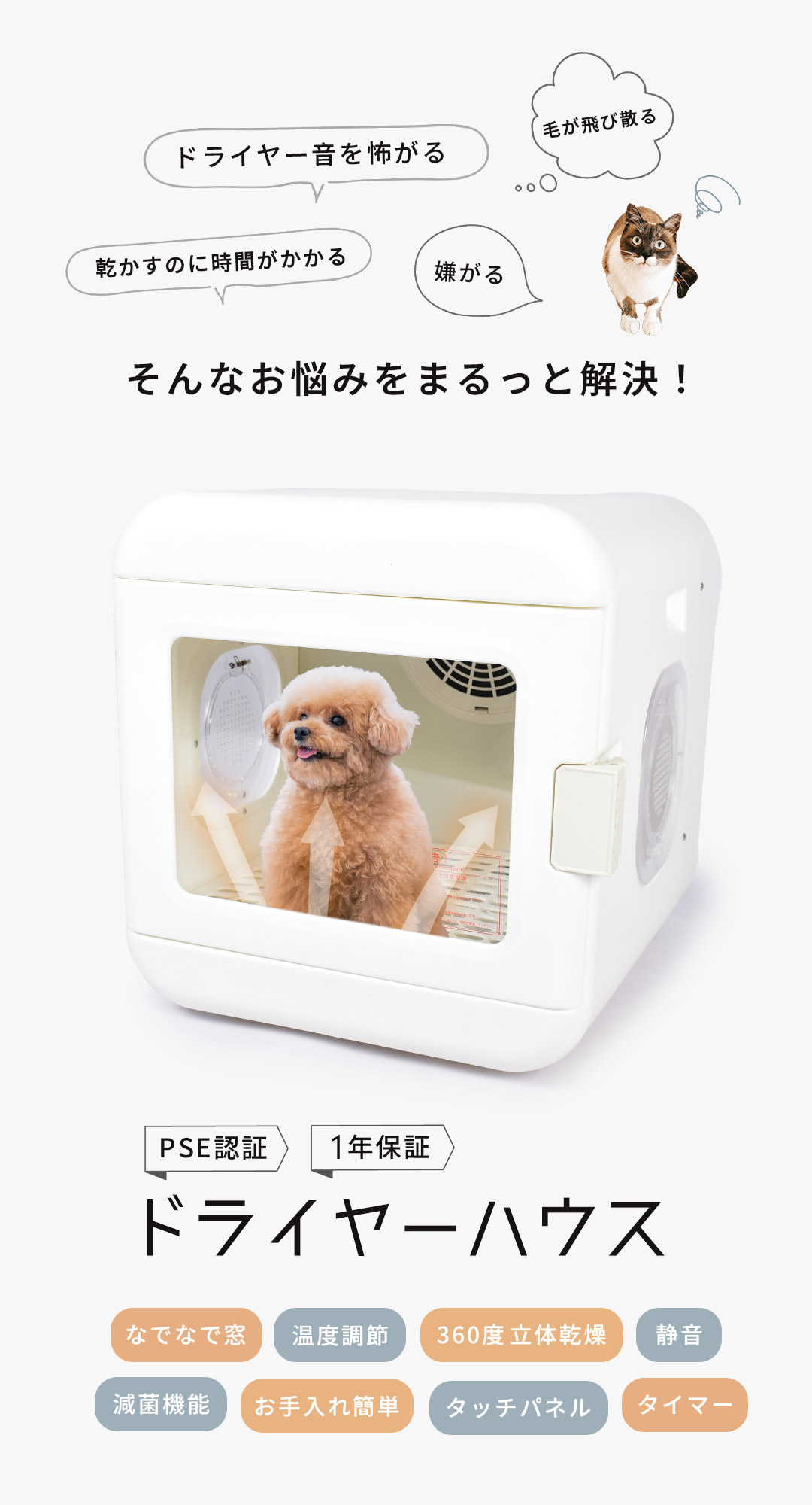 オド カナダ ペット用品 ペットドライヤー ODO CANADA CW-026 ホワイト