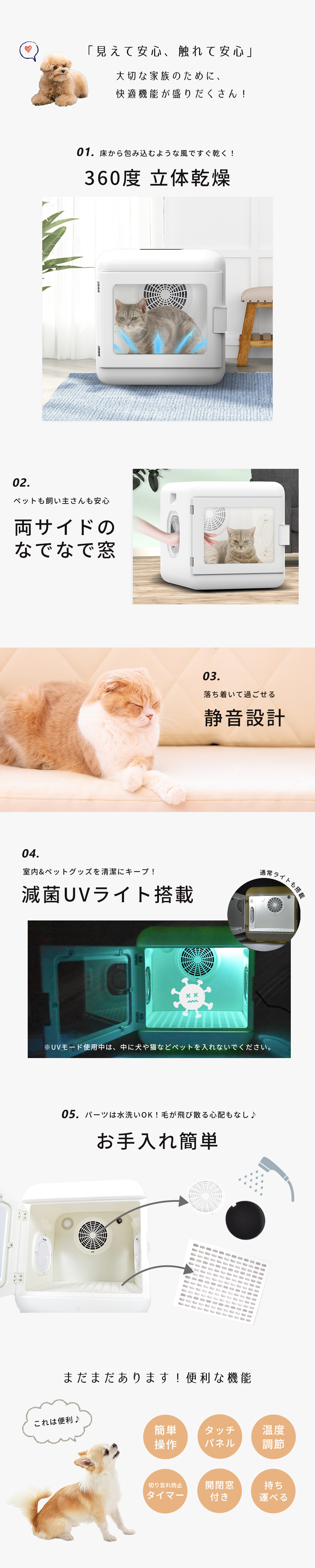 オド カナダ ペット用品 ペットドライヤー ODO CANADA CW-026 ホワイト