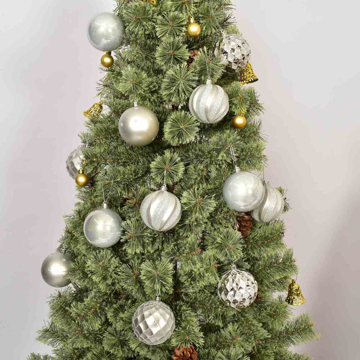 クリスマスツリー オーナメント デザインカットボール 8cm 12個セット グリーン 緑 ゴールド シャンパンゴールド 紫 柄2022