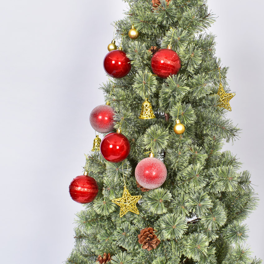 クリスマスツリー オーナメント ボール 8cm 6個セット レッド 赤 銀 