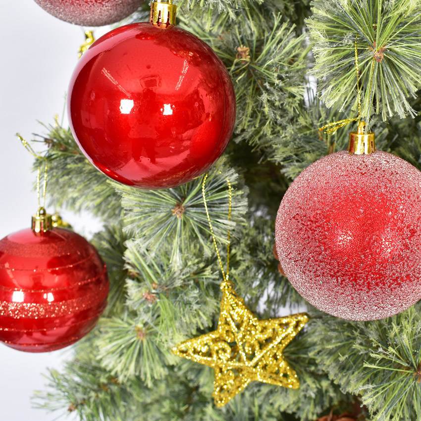 クリスマスツリー オーナメント ボール 8cm 6個セット レッド 赤 銀