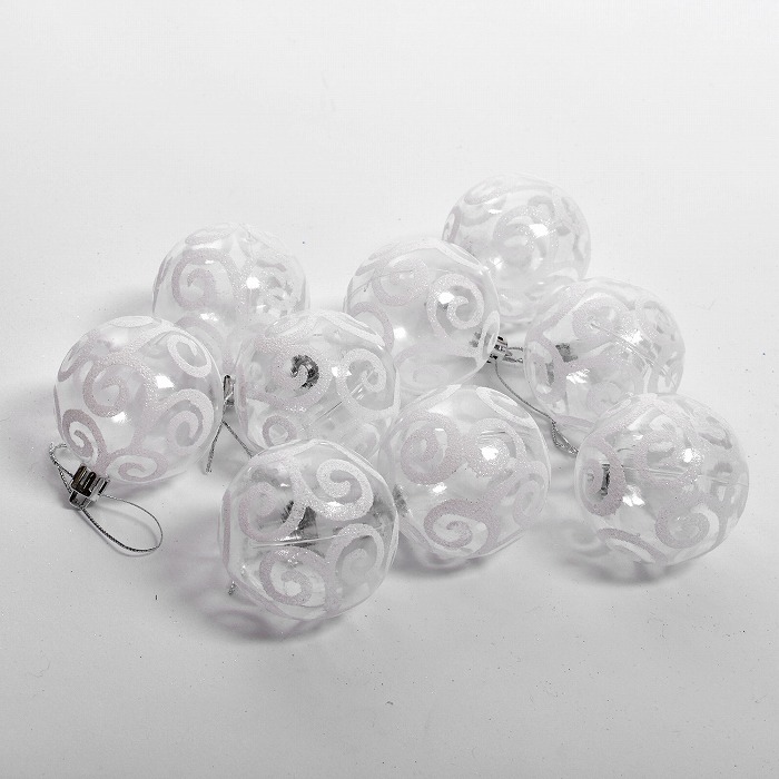 ツリー オーナメント柄付ボール 6cm 9個 セット ゴールド 金 白 飾り