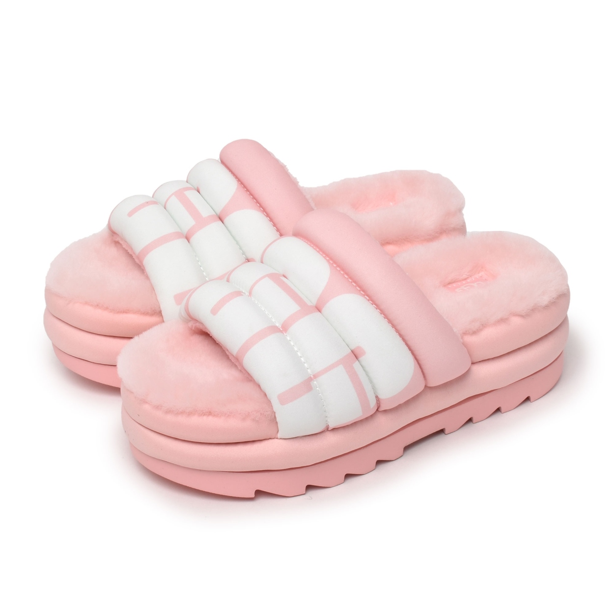 激安通販ショッピング送料無料 アグ サンダル スライド 靴 ロゴ ピンク