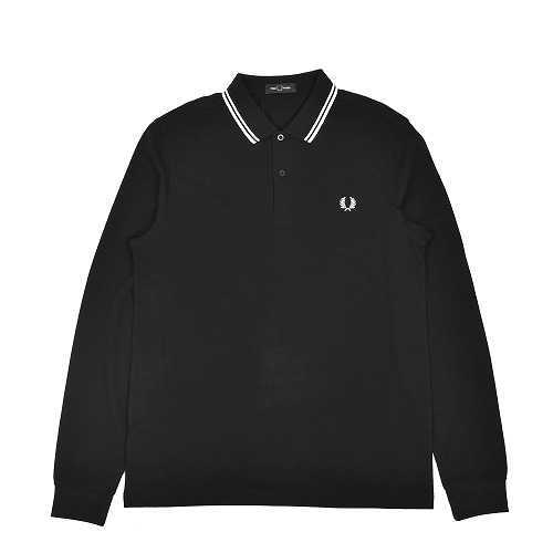 未使用に近い フレッドペリー ロングスリーブ ポロシャツ ブラック×スカイブルー FRED PERRY（フレッドペリー） 長袖 ポロシャツ FRED PERRY M3636