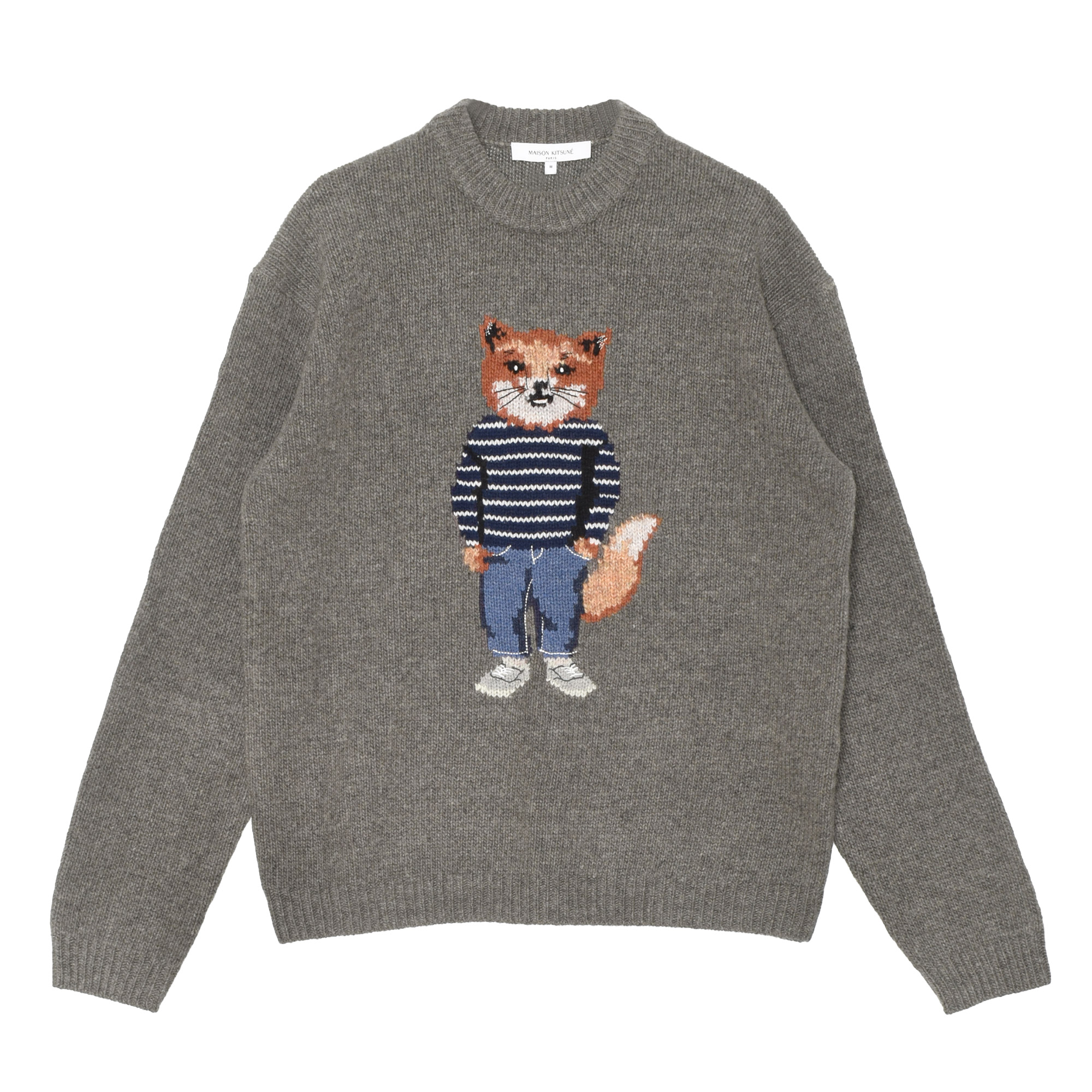 MAISON KITSUNE（メゾン キツネ） ニット メンズ MAISON KITSUNE PM00806KH0002 グレー ブラック 黒 ウェア  トップス セーター クルーネック 長袖 ブランド カジュアル シンプル : Z-MALL ヤフーショッピング店 - 通販 - Yahoo!ショッピング MAISON KITSUNÉ グレー クルーネックセーター