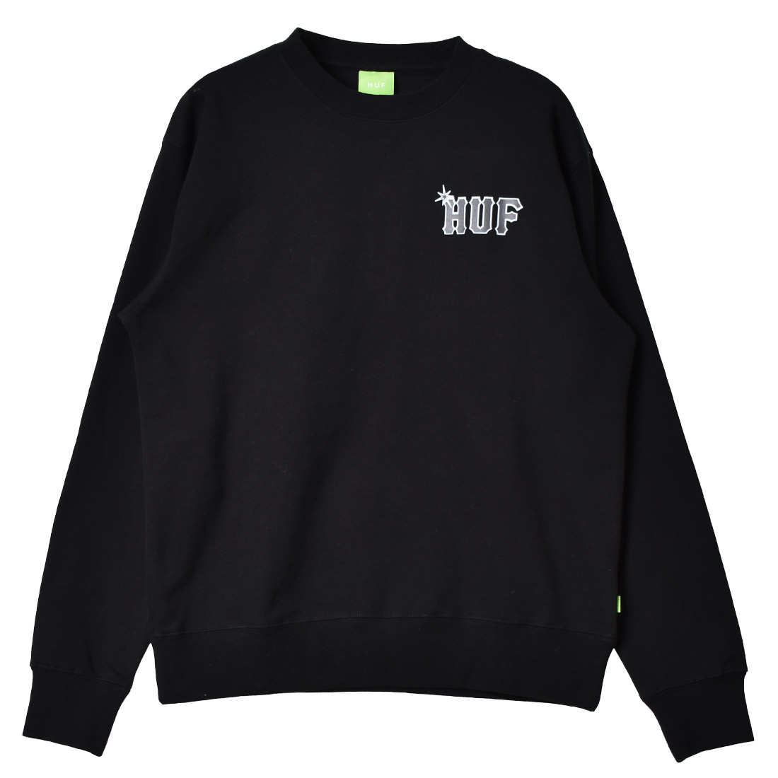 （マスクがセットでお値段そのまま） 送料無料 ハフ スウェット メンズ レディース SIDELINE CREWNECK L／S HUF PF00552 黒 長袖 裏起毛