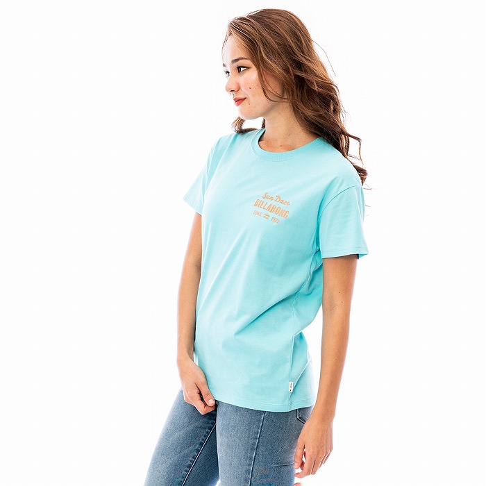 （ゆうパケット可） ビラボン 半袖Tシャツ レディース PATTERN SQUARE EMB LOGO TEE BILLABONG BD013234 黒 ホワイト 白 ピンク ブルー 青｜z-mall｜02