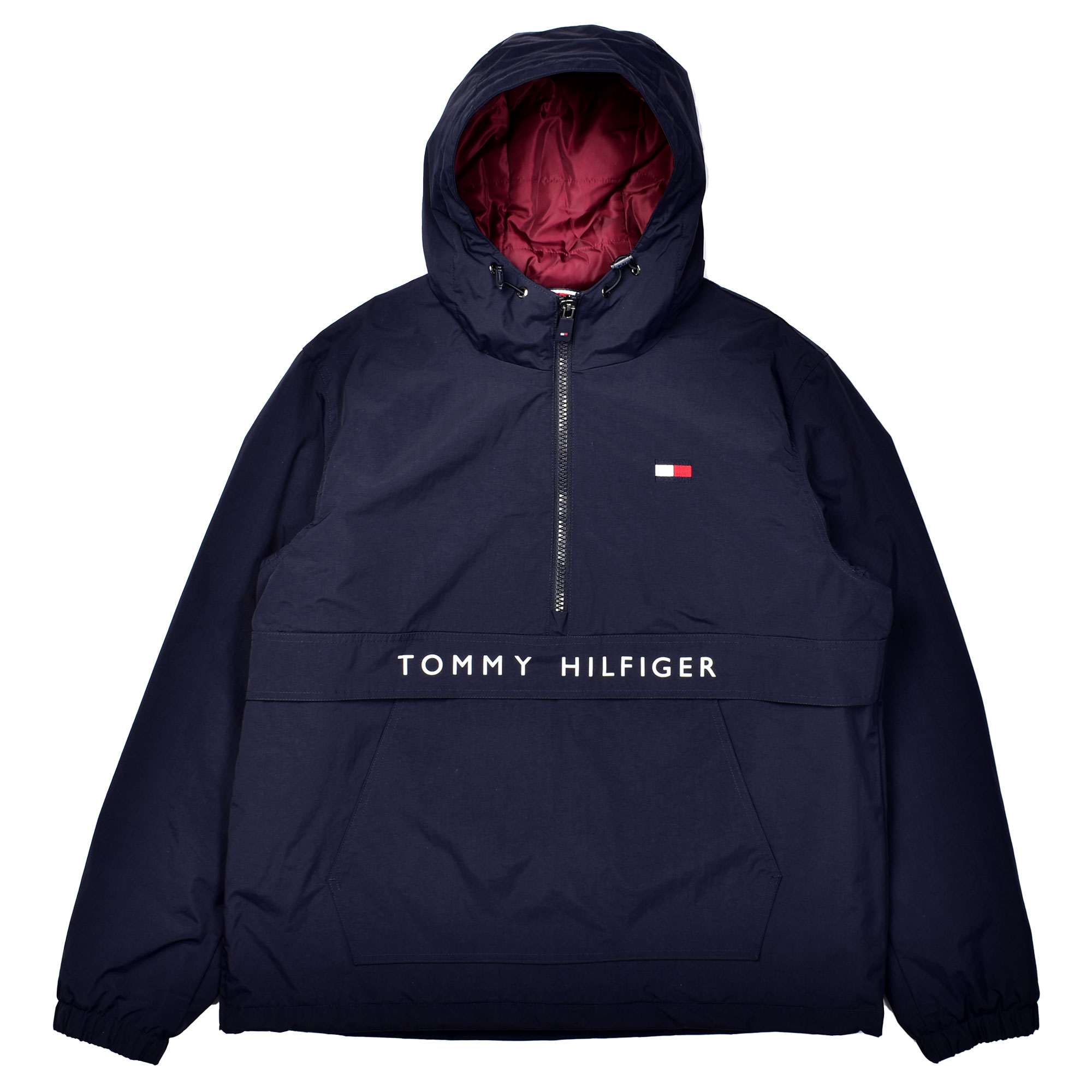 トミーヒルフィガー アノラックパーカー メンズ ポップオーバー ロゴ フーディー TOMMY HILFIGER 151AP944 ブラック 黒  ネイビー 軽アウター