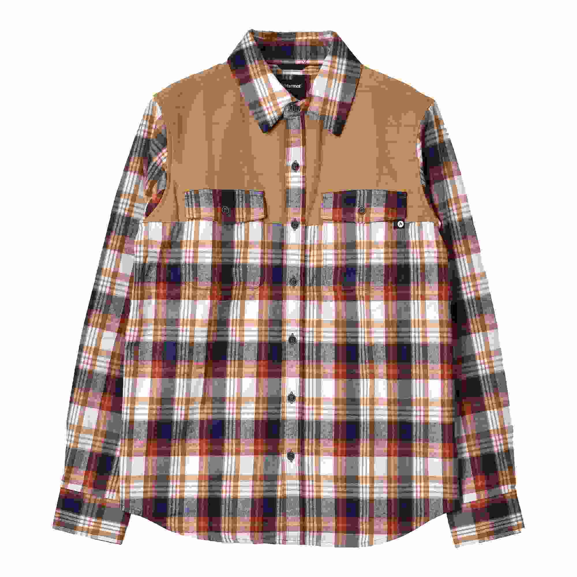 マーモット シャツ メンズ MARMOT NEEDLE PEAK MIDWEIGHT FLANNEL SHIRT 長袖 チェック柄 クールマックス  速乾 紫外線防止 冬