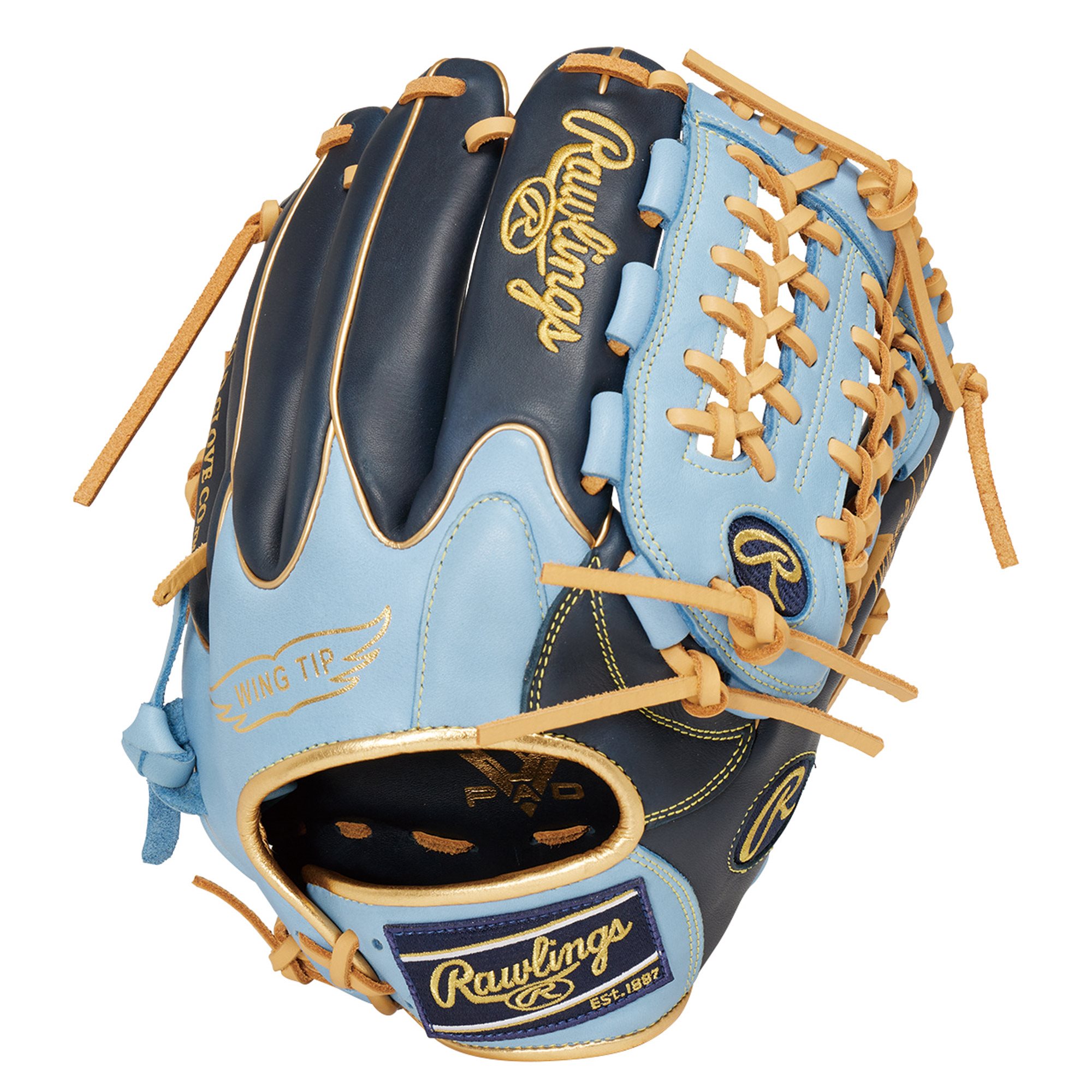 美品　Rawlings Hyper tech グローブ ネイビー　イエロー Rawlings（ローリングス） グローブ 大人用 一般用 軟式 HYPER TECH