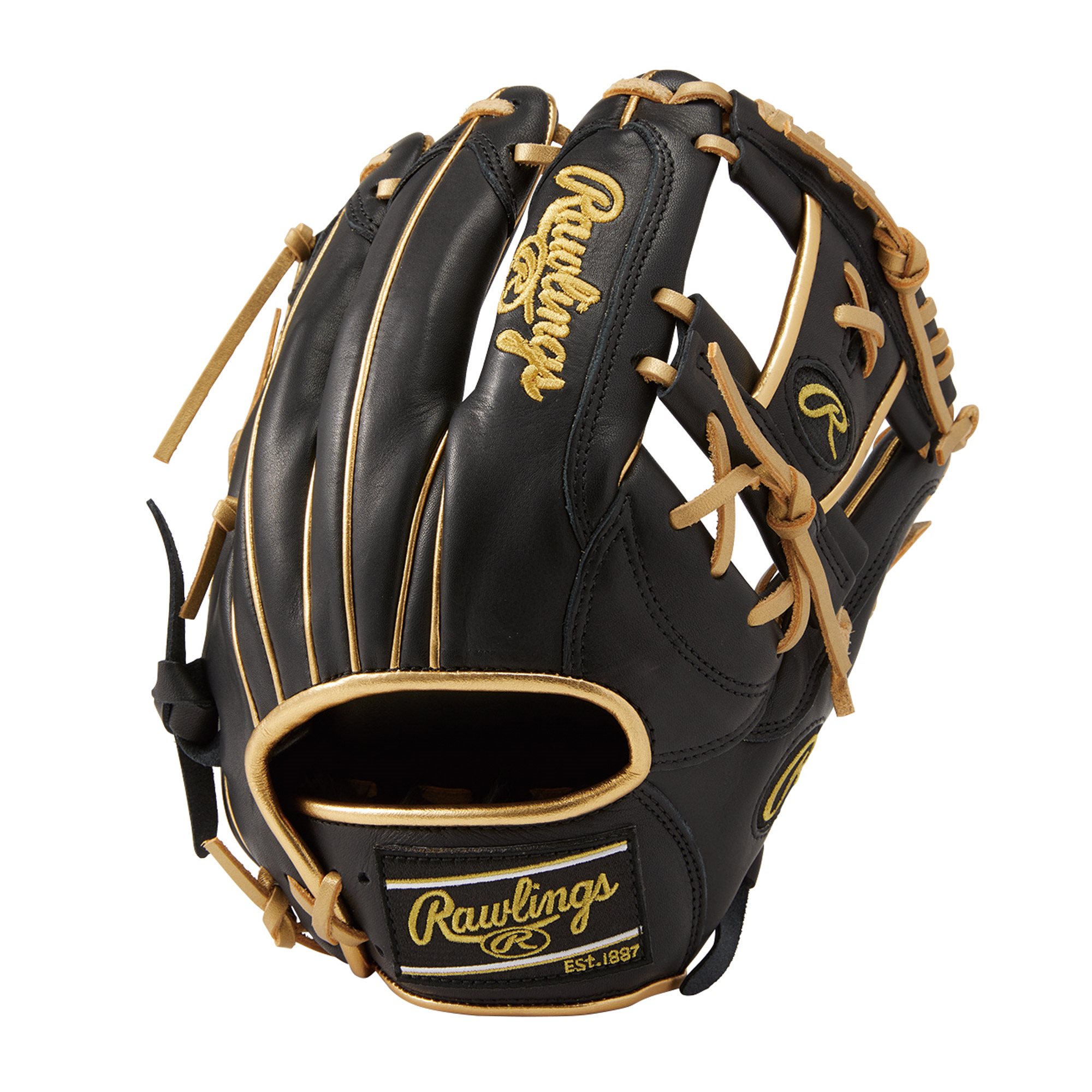 y*＠　Rawlings 硬式グローブ ブラック/ゴールド Rawlings 送料無料 ローリングス グローブ 大人 一般 軟式 HOH