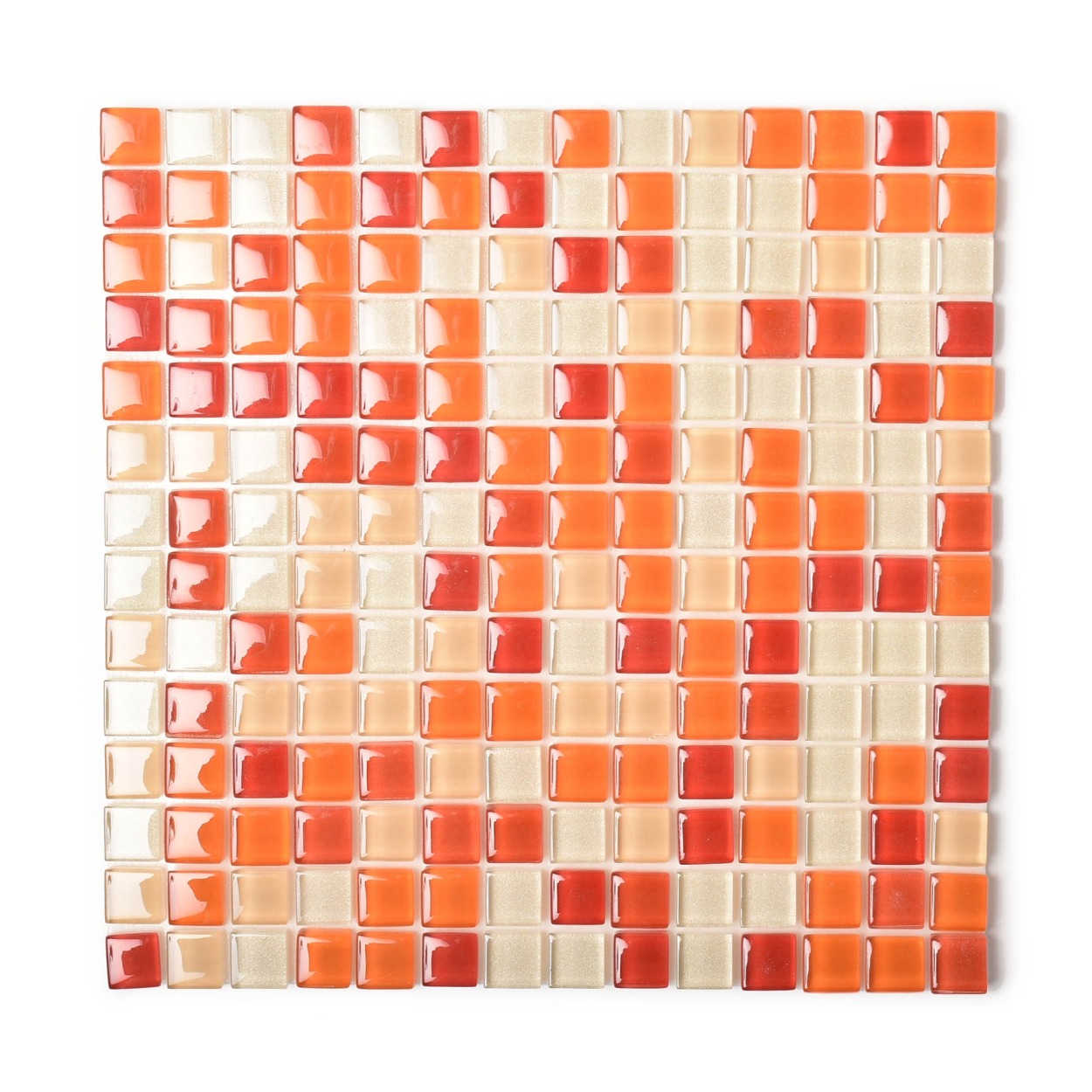 ハッテ！ ガラスモザイクタイル Hatte！ グレー ホワイト 白 オレンジ