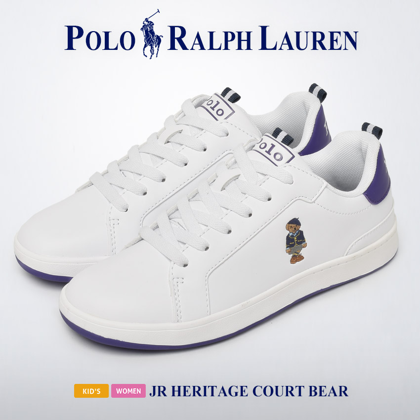 ポロ ラルフローレン スニーカー レディース キッズ ジュニア 子供 JR HERITAGE COURT BEAR POLO RALPH LAUREN 白 靴｜z-sports｜03