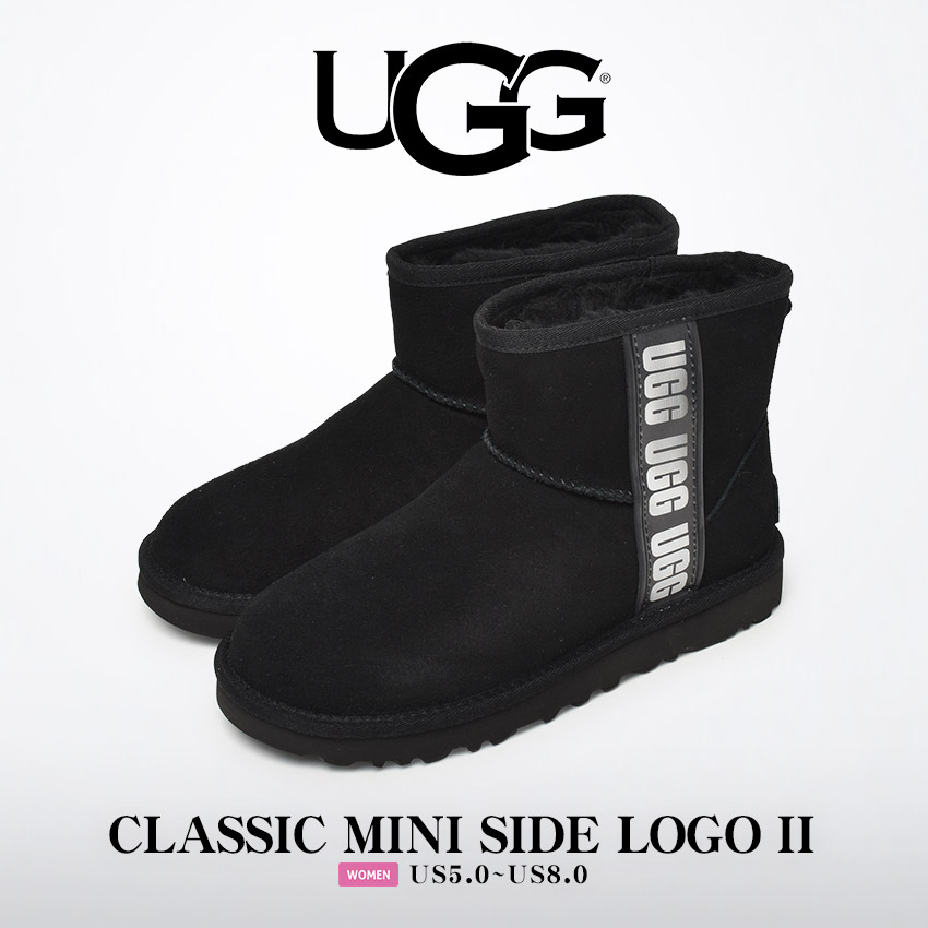 アグ ブーツ レディース クラシックミニサイドロゴII UGG 1134962 黒 カジュアル クラシック ベーシック ロゴ 送料無料