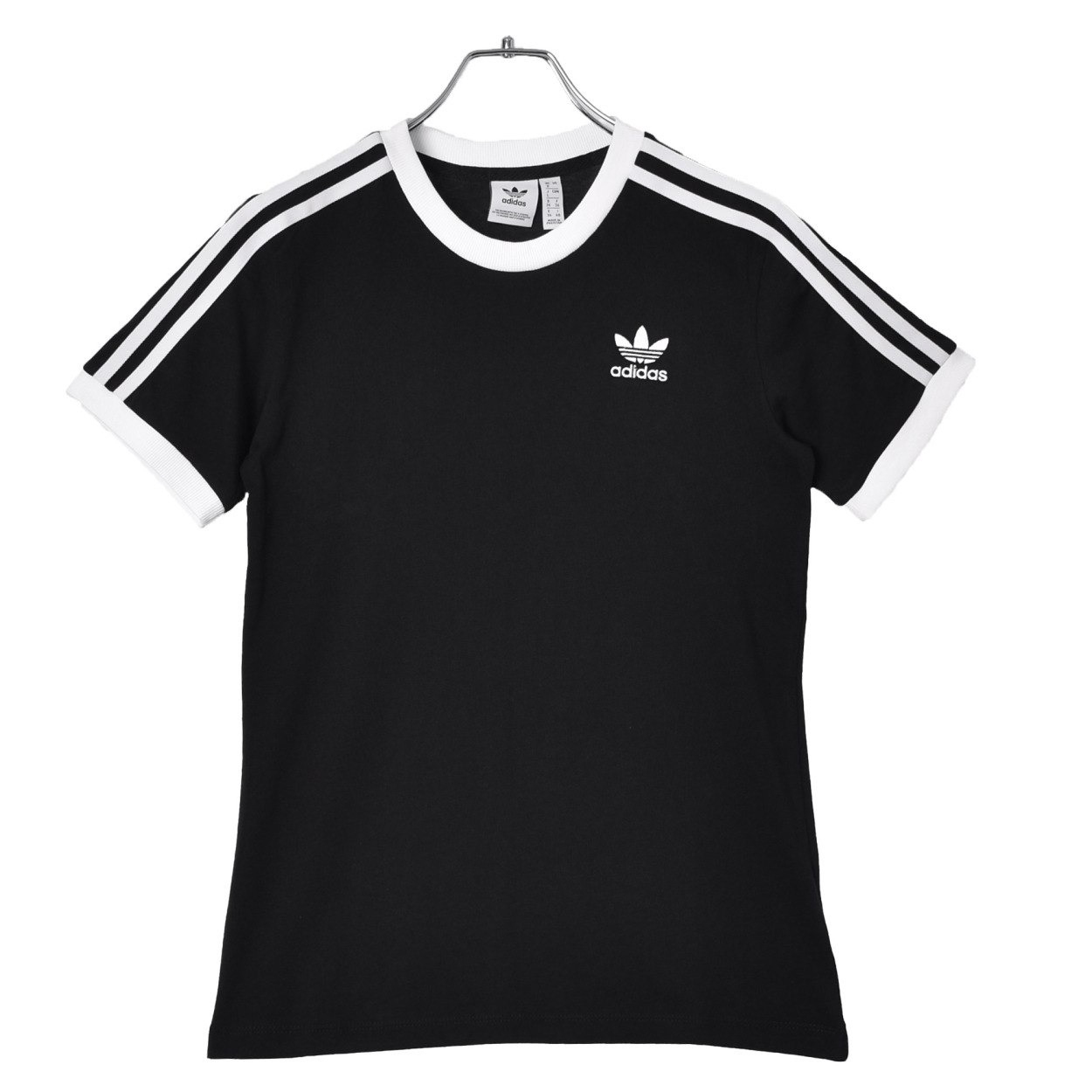 アディダス オリジナルス 半袖Tシャツ レディース 3 ストライプス ADIDAS ORIGINALS 黒 白 ロゴ｜z-sports｜02